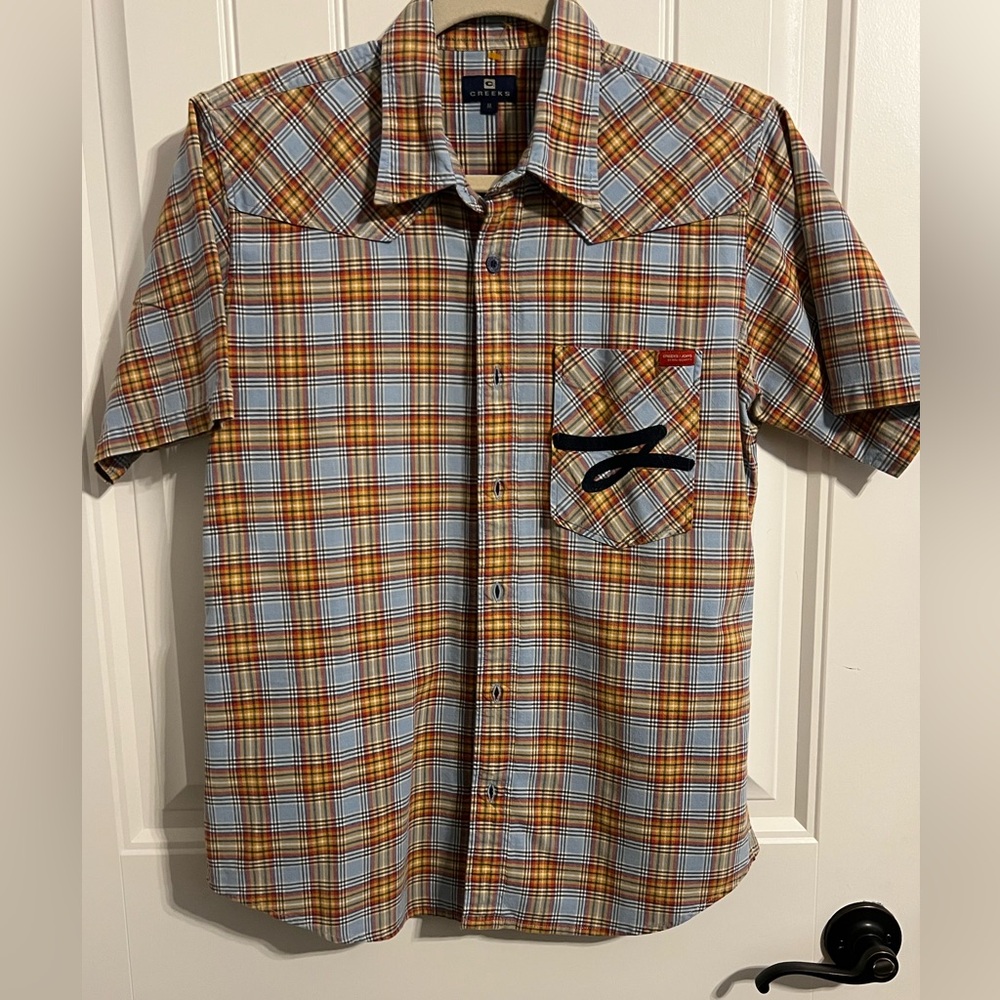 #4218. Creeks Men's Short Sleeve Plaid Western Button Shirt. Size M